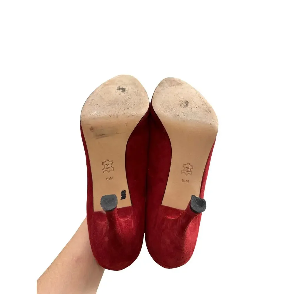 Via Spiga women's red suede‎ round toe pump heels size 8.5